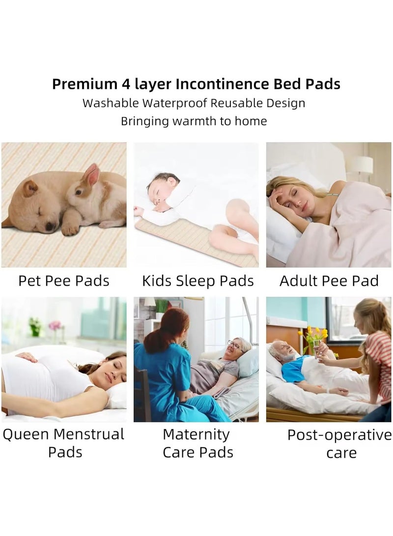 LYNLYN Waterproof Bed Pad, Organic Cotton Super Absorbent Diaper Changing Mat and Underpad, Non-Slip, Breathable TPU Liner, Reusable Incontinence/Mattress Protector for Baby, Toddler, Adults(120×70cm) - Image 5